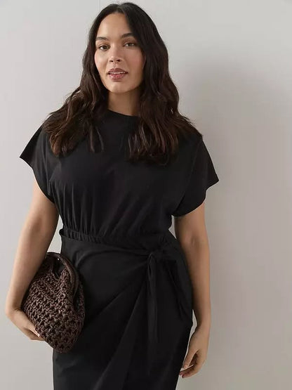 Curve Wrap Skirt Cotton T-Shirt Dress