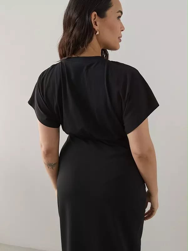 Curve Wrap Skirt Cotton T-Shirt Dress