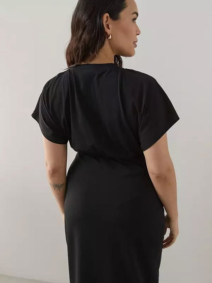 Curve Wrap Skirt Cotton T-Shirt Dress