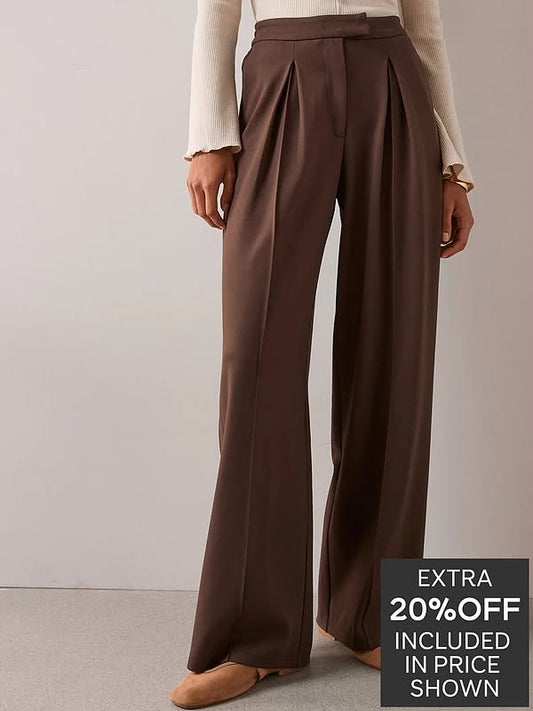Ponte Wide Leg Pleated