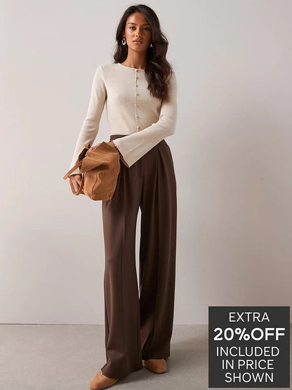 Ponte Wide Leg Pleated