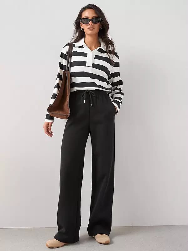Black Wide Leg Relaxed Joggers