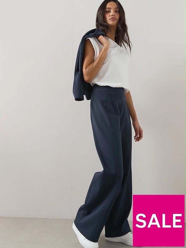Scuba Wide Leg Trouser Co-ord Navy