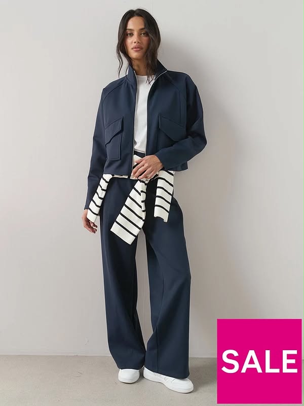 Scuba Wide Leg Trouser Co-ord Navy