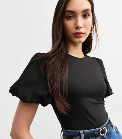 Next Black Puff Sleeve Bodysuit