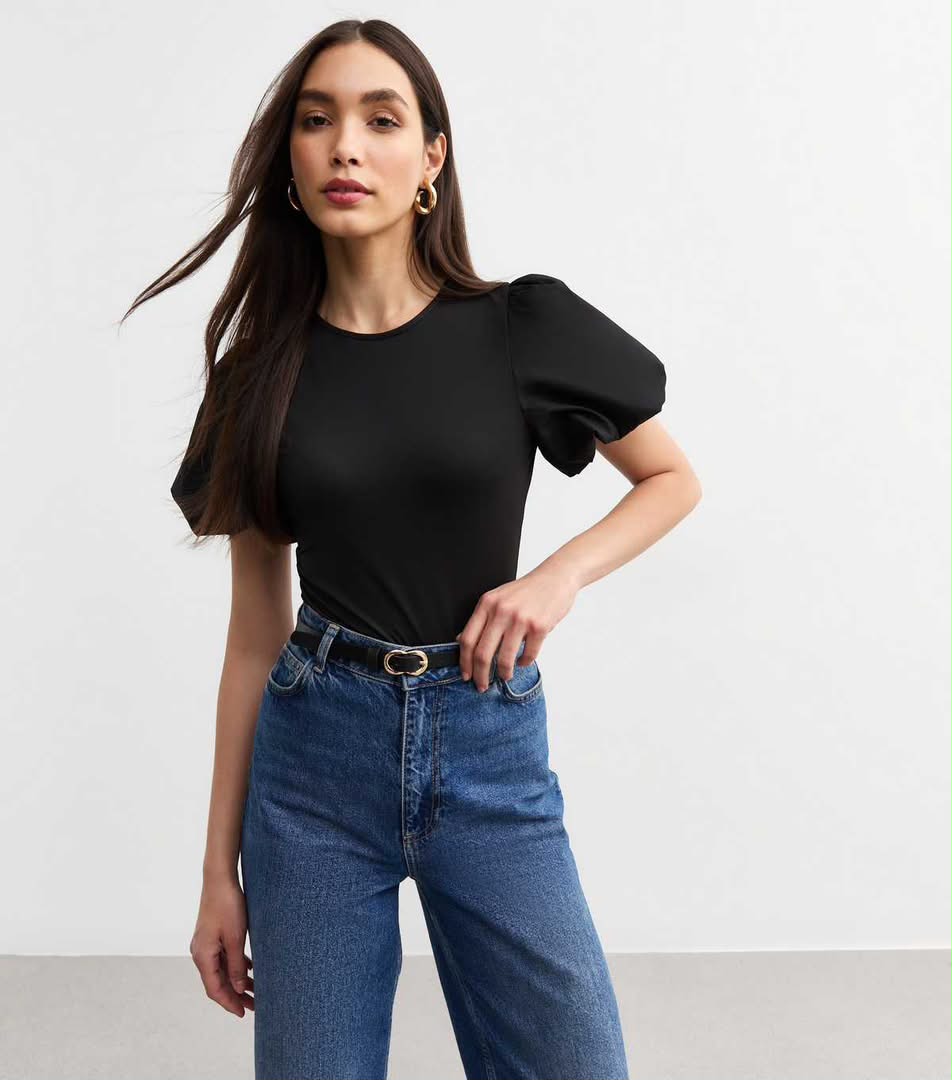Next Black Puff Sleeve Bodysuit