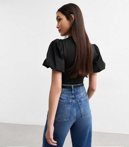 Next Black Puff Sleeve Bodysuit