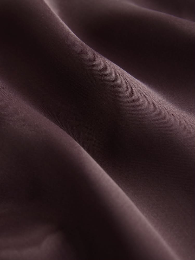 Chocolate Brown Satin Midi Skirt
