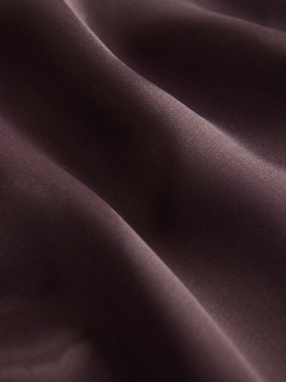 Chocolate Brown Satin Midi Skirt