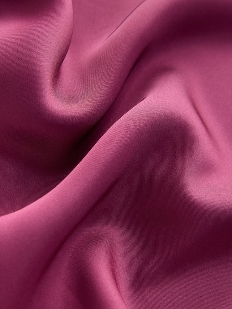 Dark Pink Satin Midi Skirt