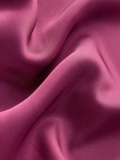 Dark Pink Satin Midi Skirt