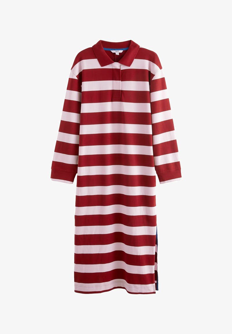 Long Sleeve Midi Rugby Regular Fit Jersey Red & Pink Stripe