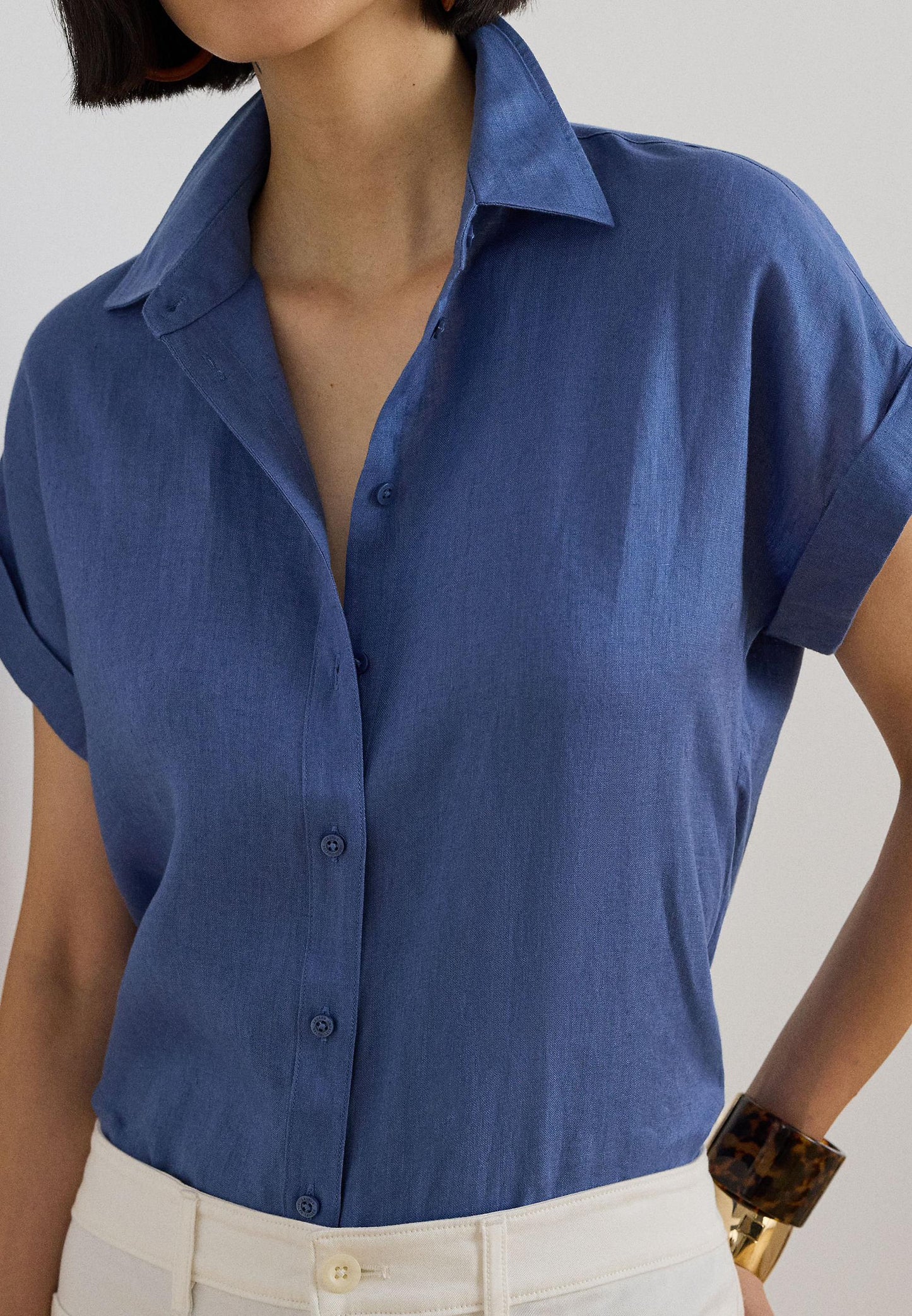 Relaxed Fit Linen Short Sleeve Shirt