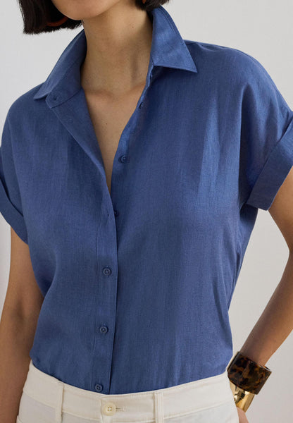 Relaxed Fit Linen Short Sleeve Shirt