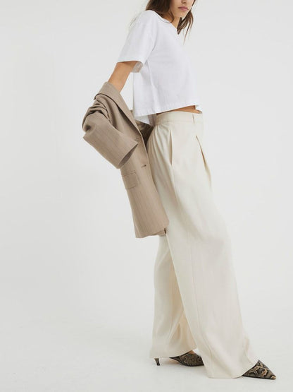 Cream Wide Leg Trouser