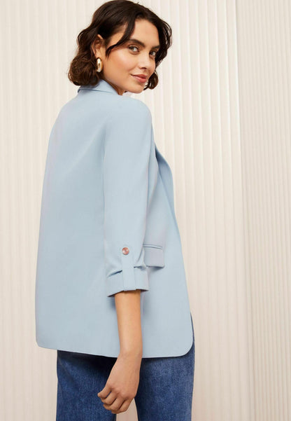 Blue Edge To Edge Tailored Sleeve Detail Blazer