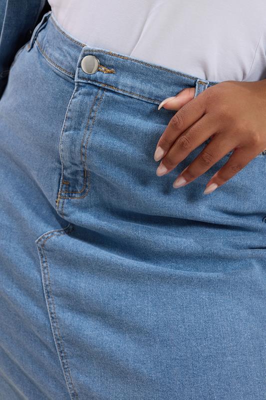 Curve Blue Denim Stretch Maxi Skirt