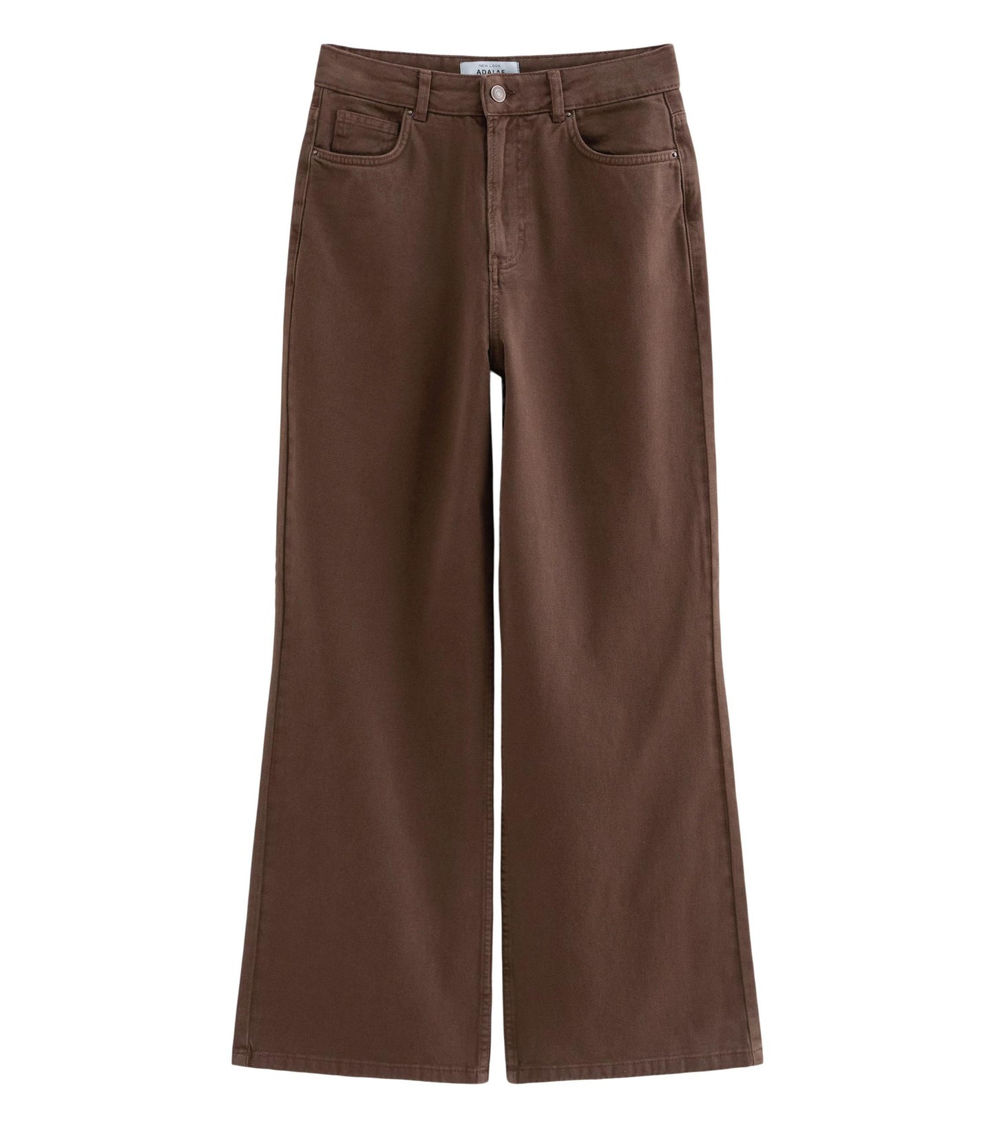 Curves Chocolate Brown Adalae High Waisted Wide Leg Jeans