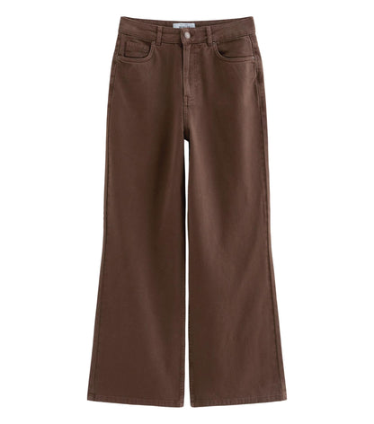 Curves Chocolate Brown Adalae High Waisted Wide Leg Jeans