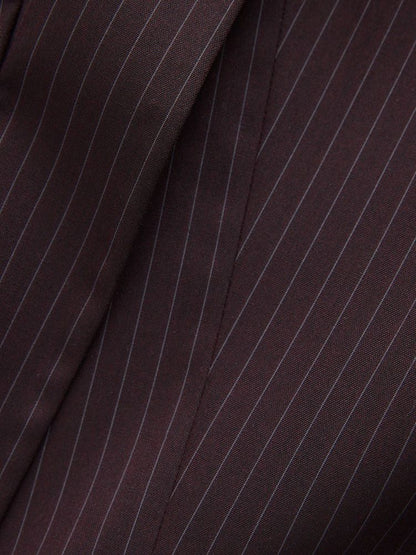 Burgundy Red Stripe Relaxed Ruched Sleeve Blazer