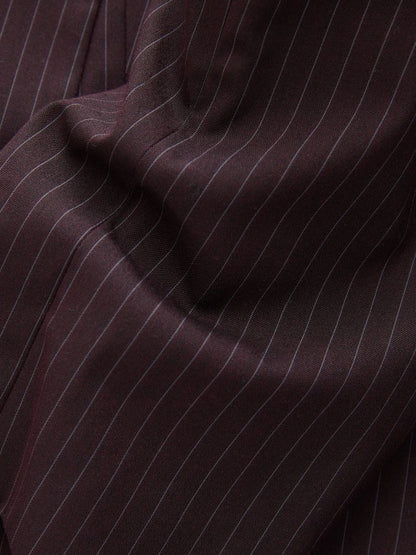 Burgundy Red Stripe Relaxed Ruched Sleeve Blazer