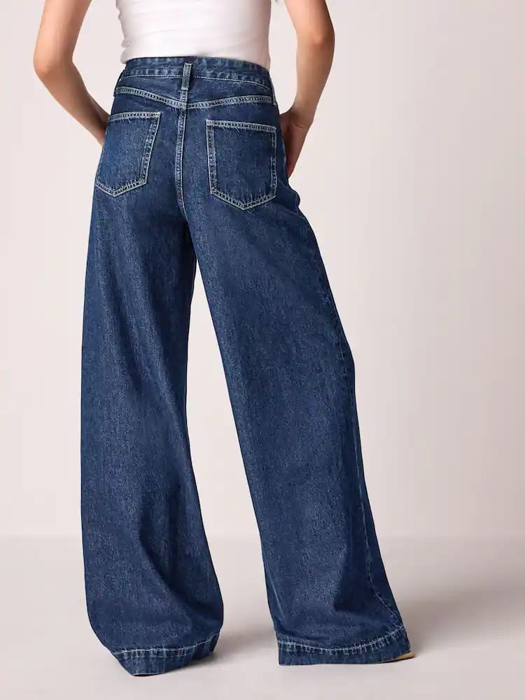 Dark Blue Palazzo Wide Leg Jeans