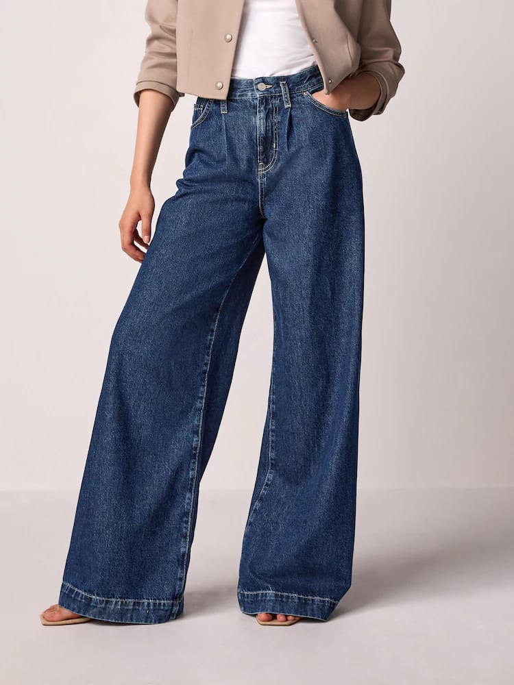 Dark Blue Palazzo Wide Leg Jeans
