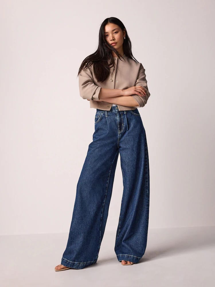 Dark Blue Palazzo Wide Leg Jeans