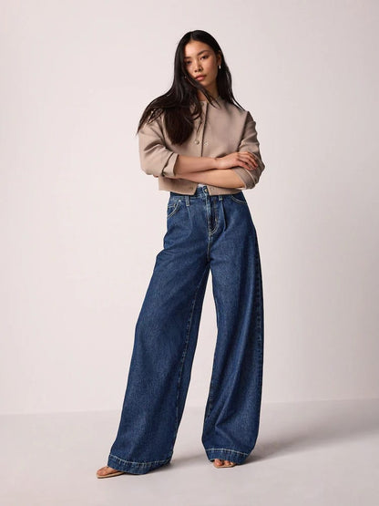 Dark Blue Palazzo Wide Leg Jeans