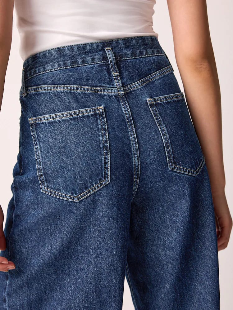 Dark Blue Palazzo Wide Leg Jeans