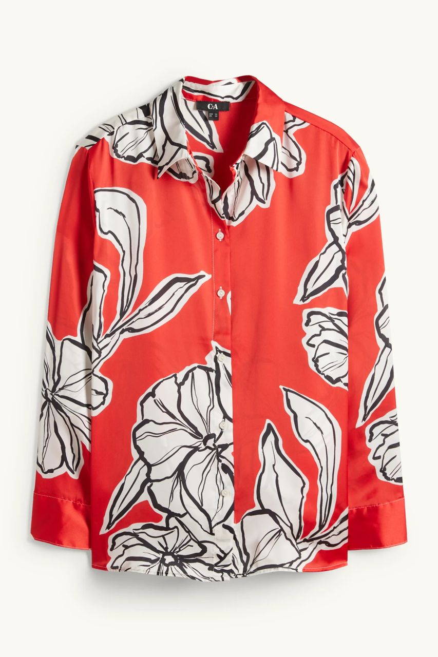 Red Floral Print Shirt