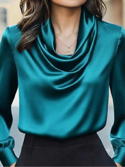 Satin Cowl Neck Blouse