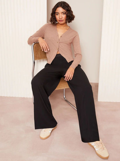 Tall Black Elasticated Waist Wide Leg Trouser