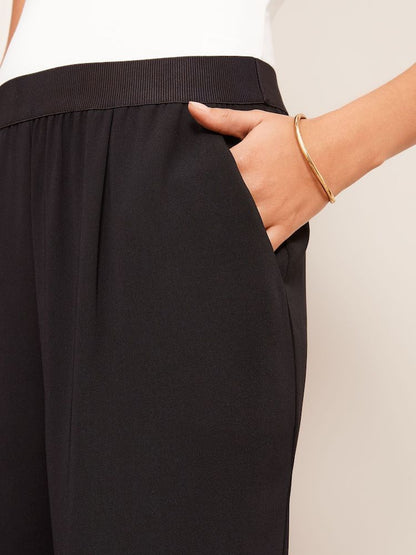 Tall Black Elasticated Waist Wide Leg Trouser