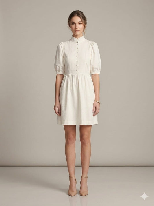 High Neck Collar Mini Dress