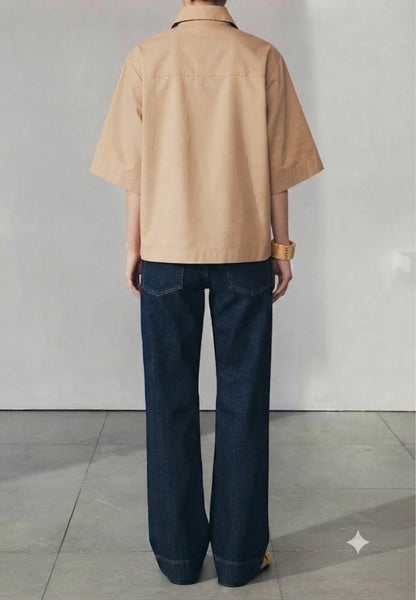 Next Button Down Blouse Beige