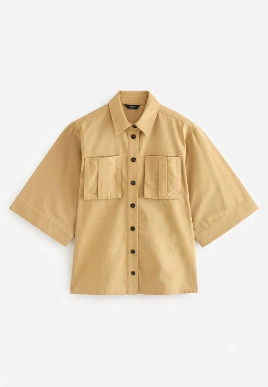 Next Button Down Blouse Beige
