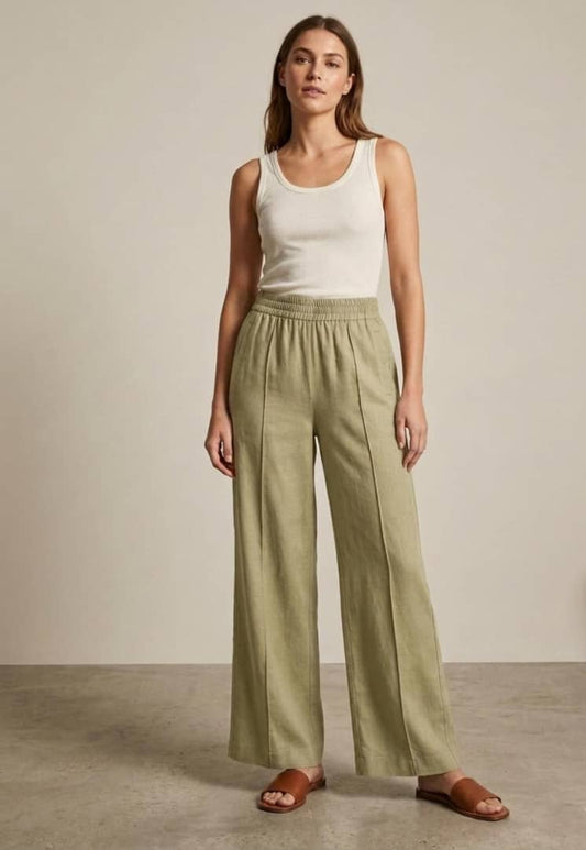 Elastic Wide Leg Trouser