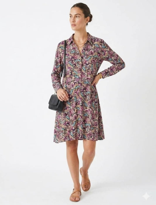 Butterfly Print Long Sleeve Dress