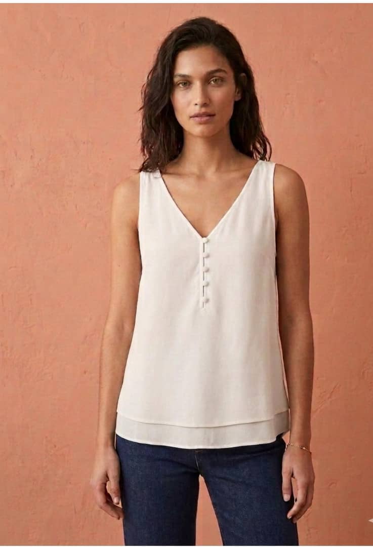 Deep V-Neck Sleeveless Top