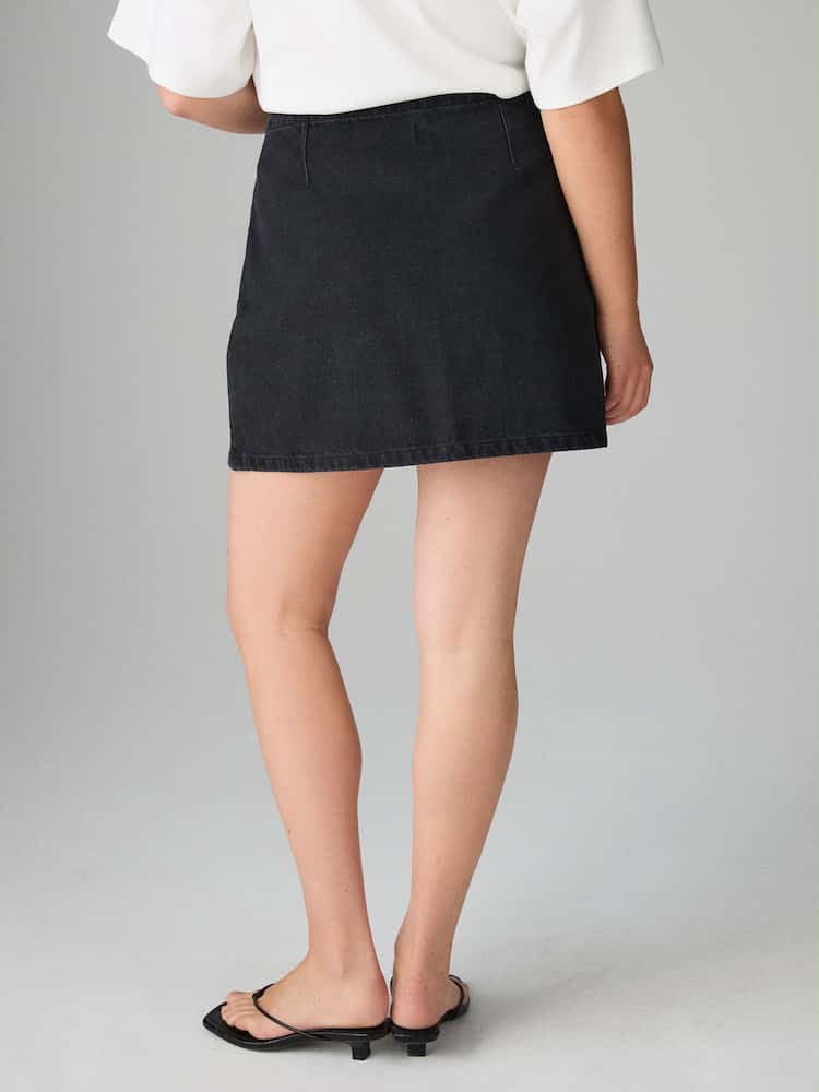 Black Denim Mini Skirt - Washed Black