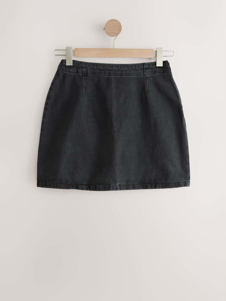 Black Denim Mini Skirt - Washed Black