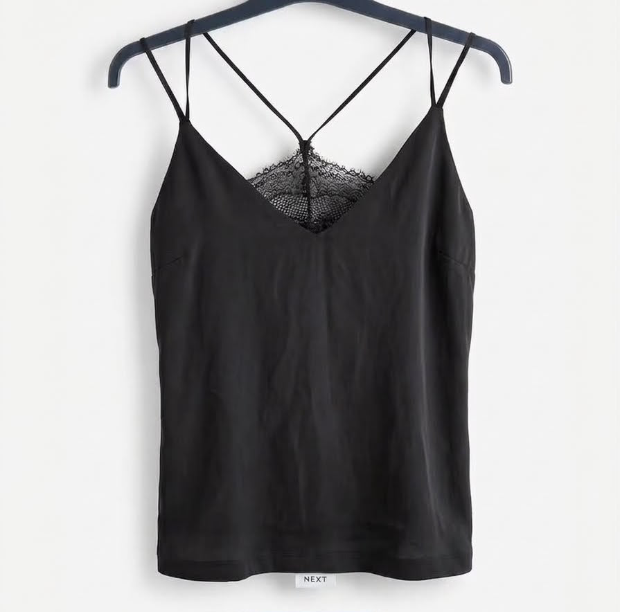 Black Lace Trim Cami Top