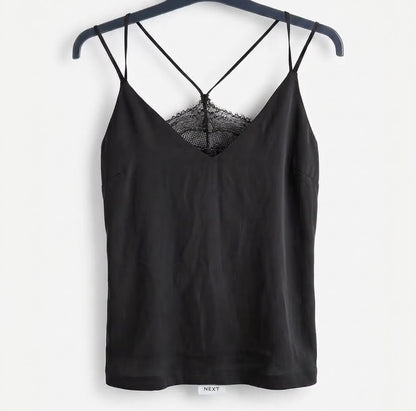 Black Lace Trim Cami Top
