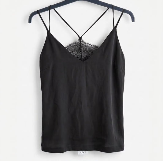 Black Lace Trim Cami Top