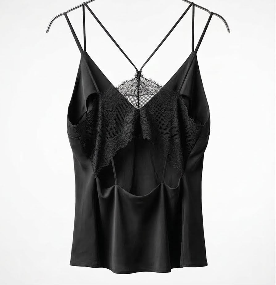 Black Lace Trim Cami Top