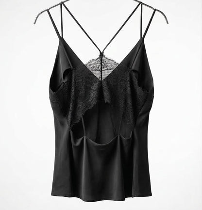 Black Lace Trim Cami Top