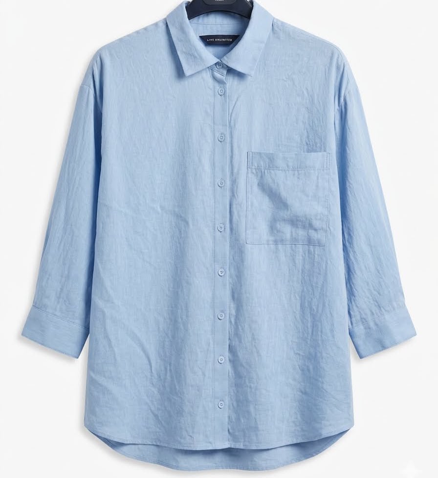 Button - Down Oversized Shirt - Light Blue