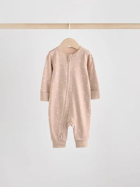 2 Pack Pink Two Way Zip Baby Sleepsuits