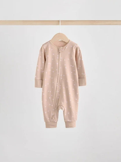 2 Pack Pink Two Way Zip Baby Sleepsuits